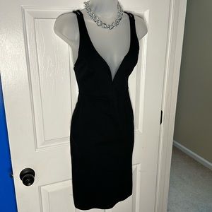 Lulu’s Little Black Dress Deep V Neck Front